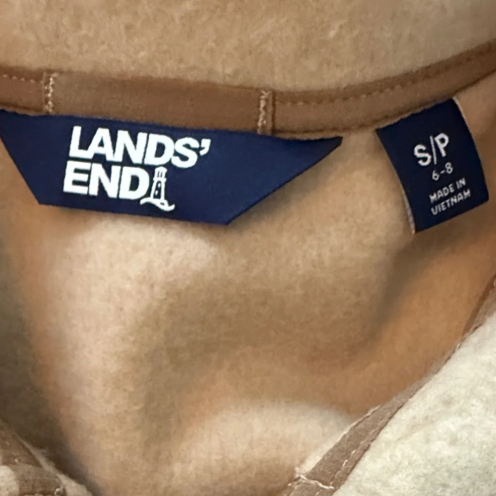 Lands' End Beige Fleece Coat - Picture 2 of 4